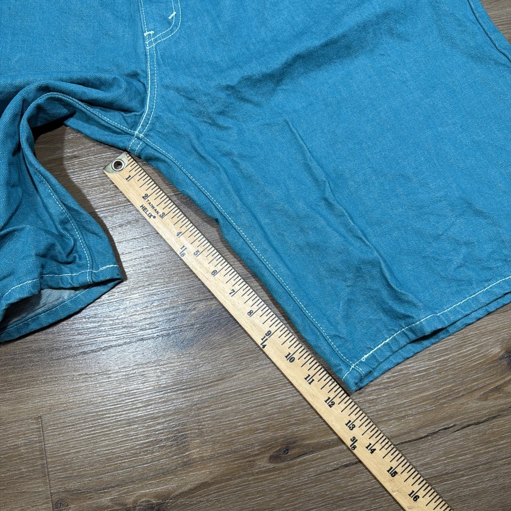 Levi's 569 Denim Jean Shorts Men's 38 Long Teal Jorts Y2K Loose Fit Straight 12" - Picture 8 of 13